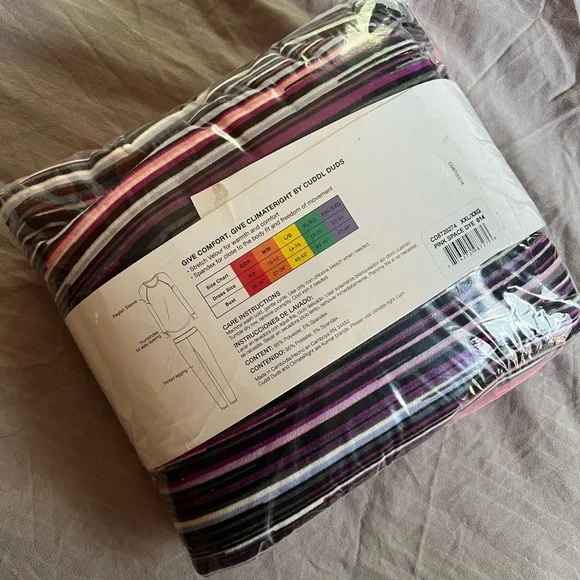 Cuddl Duds Striped Thermal Set - Pink and Black - Picture 2 of 2